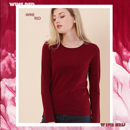 本来之选  极简通勤薄款修身毛针织衫女 圆领套头打底毛衣上衣 B9064 商品图0