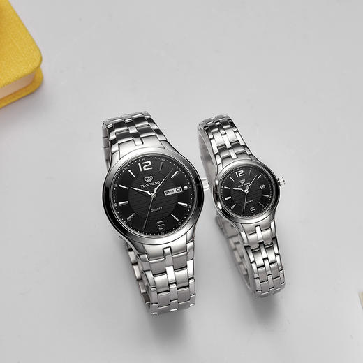 天王表(TIANWANG)手表 沧海系列钢带石英商务女士手表钟表情侣表黑色LS3626S/D 商品图1