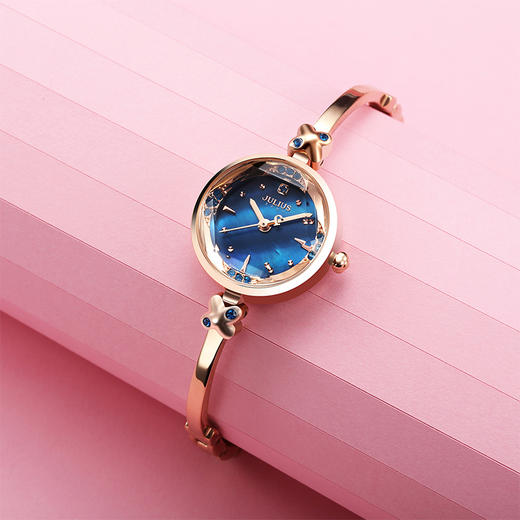 聚利时（Julius）手表女韩版时尚闪耀水钻女式纤细手链防水石英女士手表蓝盘JA-878D 商品图2
