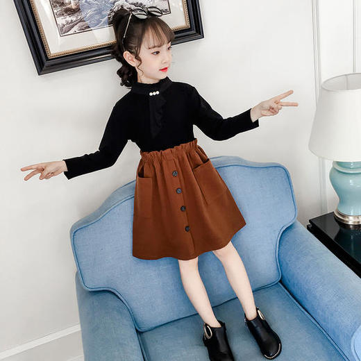 JSL-kxxb秋冬新品女童拼接加绒长袖公主连衣裙 商品图2