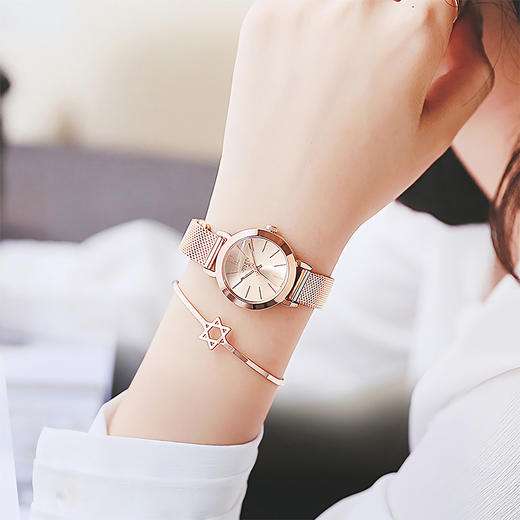 聚利时(Julius)手表女韩版学生时尚系列女式金属网带石英防水女士手表女生玫瑰金JA-732C 商品图1