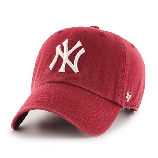 47通用MLB Major League Baseball梅子红色白LOGO洋基队 弯帽沿棒球帽 棒球帽 01-B-RGW17GWSNL-CA-CAJPY带授权招加盟代理
