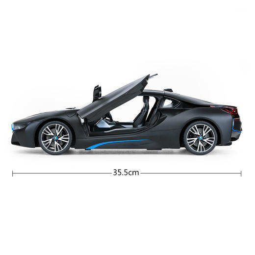 星辉(Rastar) 遥控车 1:14宝马i8内置USB充电可遥控开门跑车模型男孩儿童玩具车 71060哑光黑 商品图1