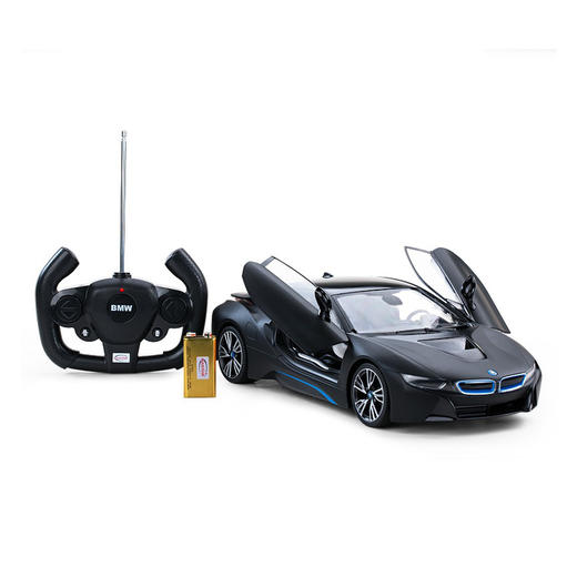 星辉(Rastar) 遥控车 1:14宝马i8内置USB充电可遥控开门跑车模型男孩儿童玩具车 71060哑光黑 商品图0