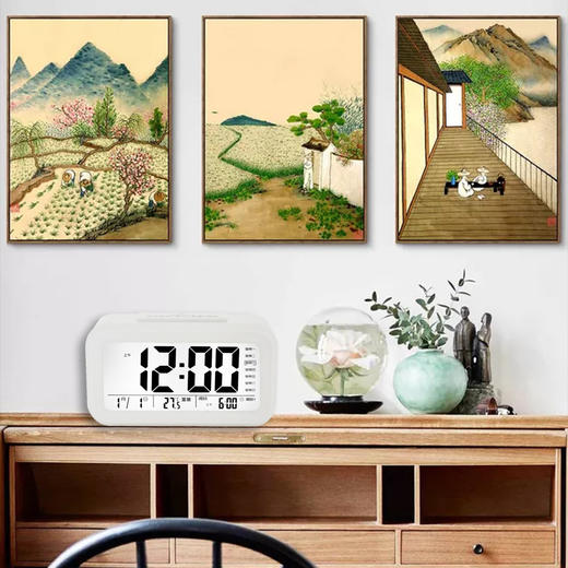 康巴丝（Compas）闹钟智能电子静音夜光聪明灯自动感光三组闹铃小闹钟儿童学生钟蓄电版WD8775 白色 商品图3