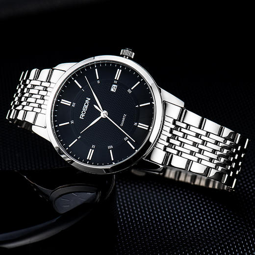 劳士顿（ROSDN）手表 石英情侣表钟表男表黑盘钢带 G3150S-TAB 商品图3