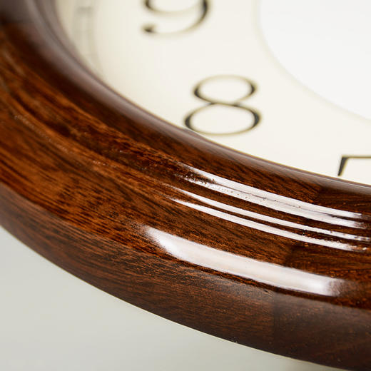 汉时(Hense)客厅静音实木挂钟办公室时钟欧式田园挂表时尚创意家用石英钟表HW13棕色13英寸B款 商品图3