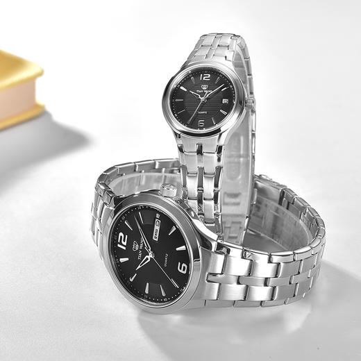 天王表(TIANWANG)手表 沧海系列钢带石英商务女士手表钟表情侣表黑色LS3626S/D 商品图2