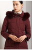 乔万尼加厚酒红色中长款带帽狐毛毛领羽绒服EB4T137 商品缩略图3