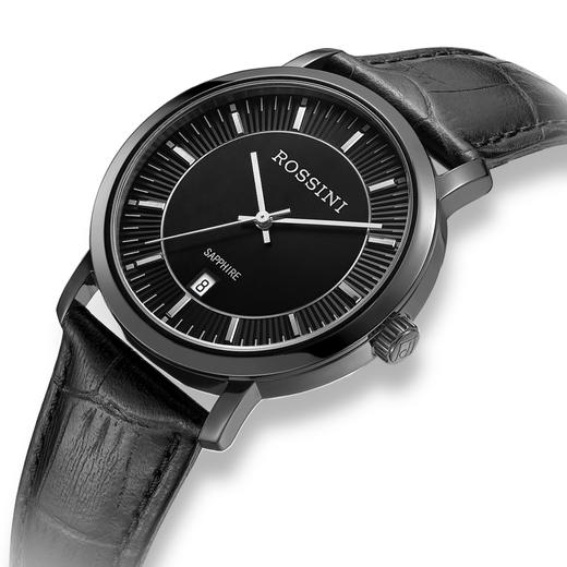 罗西尼（ROSSINI）手表 Live系列进口机芯牛皮表带酷黑个性时尚石英情侣表钟表男表5613B04B 商品图1