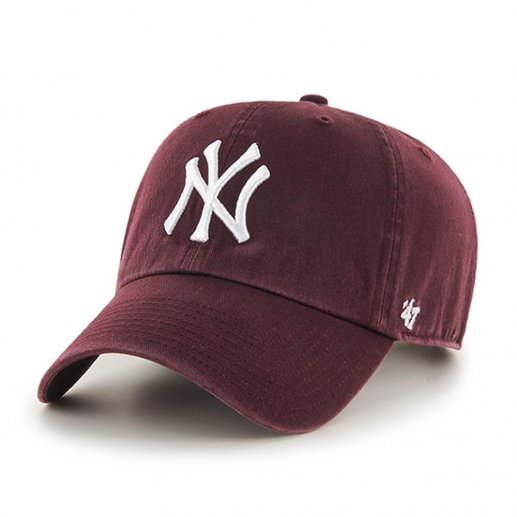 47通用MLB Major League Baseball深红褐色白LOGO洋基队 弯帽沿棒球帽 棒球帽 01-B-RGW17GWS-KM-KMJPY带授权招加盟代理
