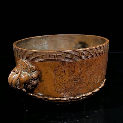 花盆造型兽头铜香炉 商品图1