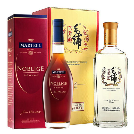 马爹利名士700ml/1瓶+毛铺苦荞酒金荞42度500ml/1瓶 组合装 商品图0