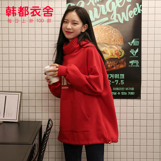 韩都衣舍2019秋装新款宽松ins潮套头高领假两件卫衣女CQ9174莀 商品图3