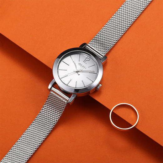 聚利时(Julius)手表时尚系列金属网带学生女士石英防水手表女白色JA-732A 商品图2