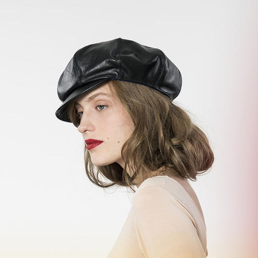 北京仓｜LAULHERE-CHARLIE-质感黑色 牛皮 邮差帽［法国设计师］ 商品图0