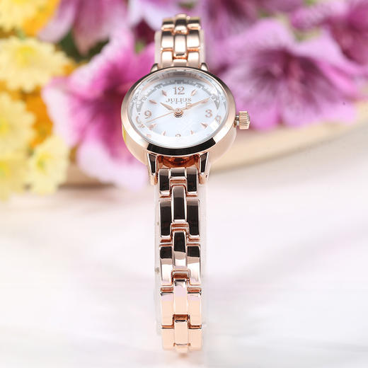 聚利时（Julius）手表心动系列钢化玻璃镜面进口机芯石英防水女士手表玫瑰金JA-865C 商品图5