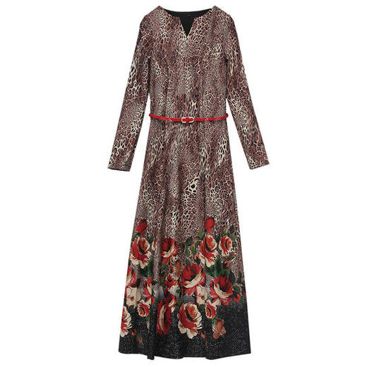 YWE-LFDS-YY19B39新款豹纹气质修身连衣裙 商品图4