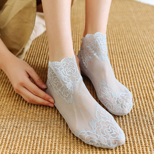 4双装春夏季蕾丝船袜子女超薄日系短袜网纱性感低帮透气隐形袜套 商品图5