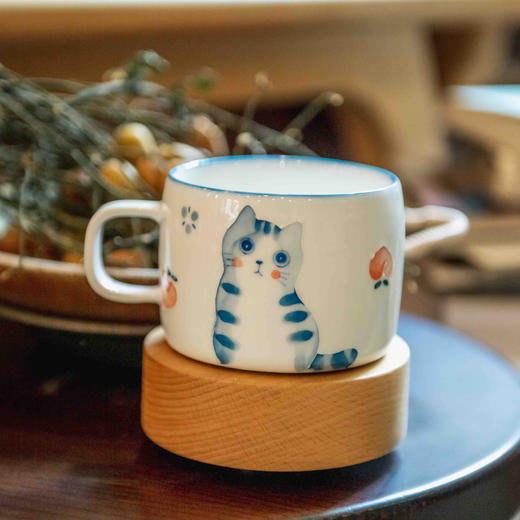 自然家的朋友们# 陶艺师作品 手工绘制 双面猫猫马克杯