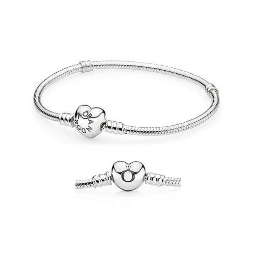 PANDORA潘多拉 590719女式Moments银色925纯银心形扣 蛇骨链手链 手镯JPY带授权招加盟代理 商品图3