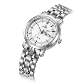 依波(EBOHR)手表 大师系列简约白面实心钢带防水石英情侣表女表钟表36190126