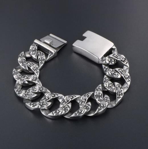 【首饰】时尚摇滚骷髅头铸造大链 钛钢男士手链配饰