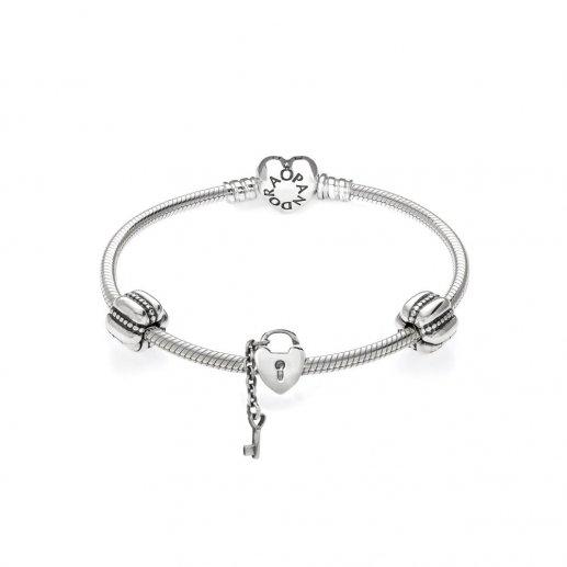 PANDORA潘多拉 590719女式Moments银色925纯银心形扣 蛇骨链手链 手镯JPY带授权招加盟代理 商品图5