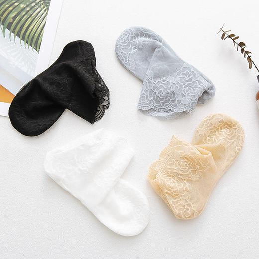 4双装春夏季蕾丝船袜子女超薄日系短袜网纱性感低帮透气隐形袜套 商品图6