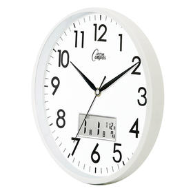 康巴丝（Compas）挂钟 创意时尚时钟 静音日历石英钟客厅卧室挂表c2855Y 白色