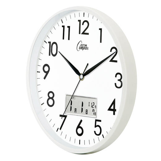 康巴丝（Compas）挂钟 创意时尚时钟 静音日历石英钟客厅卧室挂表c2855Y 白色 商品图0