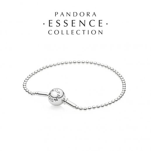 PANDORA潘多拉 596002女式ESSENCE系列银色925纯银圆形扣 基础款 细链 波点链珠珠手链 手镯JPY带授权招加盟代理