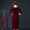 YSN-L911秋季新款改良酒红色圆领妈妈装旗袍 商品缩略图2
