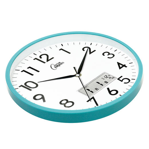康巴丝（Compas）挂钟 创意时尚时钟 静音日历石英钟客厅卧室挂表c2855Y 蓝色 商品图2
