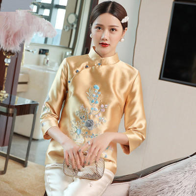 HLW-9647秋季新款刺绣改良唐装立体绣花优雅端庄上衣 商品图0