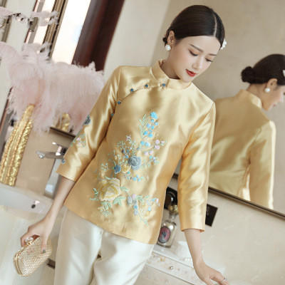 HLW-9647秋季新款刺绣改良唐装立体绣花优雅端庄上衣 商品图1