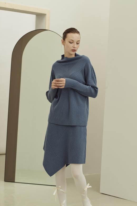 小立领阔型抽条女套衫 SJF91W104N 商品图1