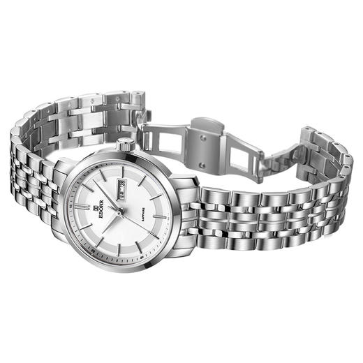 依波(EBOHR)手表 大师系列简约白面实心钢带防水石英情侣表女表钟表36190126 商品图1