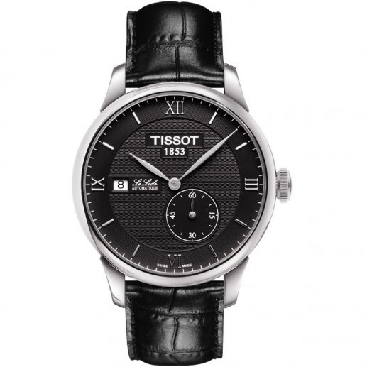 Tissot LE LOCLE男式39mm黑色表盘精钢表壳皮质表带蓝宝石水晶玻璃表镜机械表T0064281605800JPY带授权招加盟代理