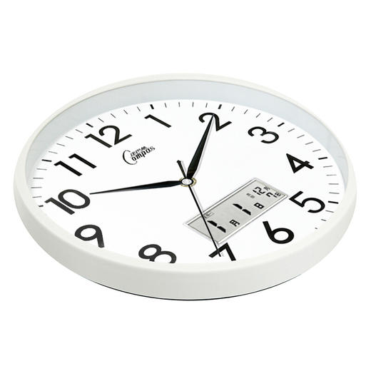 康巴丝（Compas）挂钟 创意时尚时钟 静音日历石英钟客厅卧室挂表c2855Y 白色 商品图1