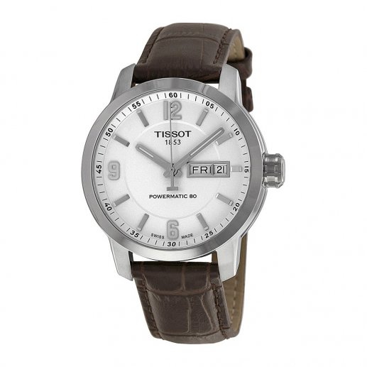 Tissot PRC 200男式40mm白色表盘不锈钢外壳皮质表带蓝宝石表面机械表T0554301601700JPY带授权招加盟代理