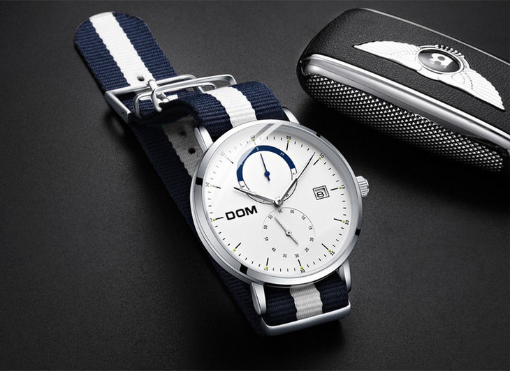 一般贸易多姆dom手表男士多功能运动夜光防水石英男表m436bk1m黑盘黑