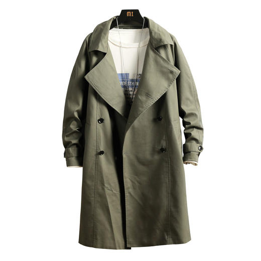 外套春秋双排扣中长款上衣男装大衣英伦风长款风衣男 商品图4