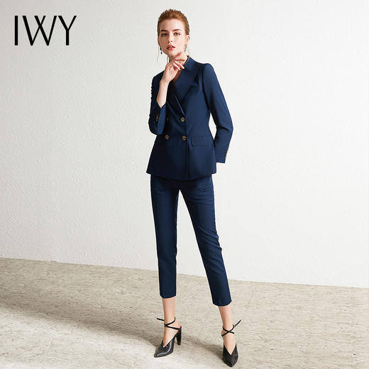 IWY/蓝色长袖西装长裤套装CP9355 商品图3