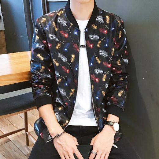 【服饰鞋包】外套男秋季港风休闲棒球领夹克男潮牌多款印花外衣潮流薄款上衣男 商品图4