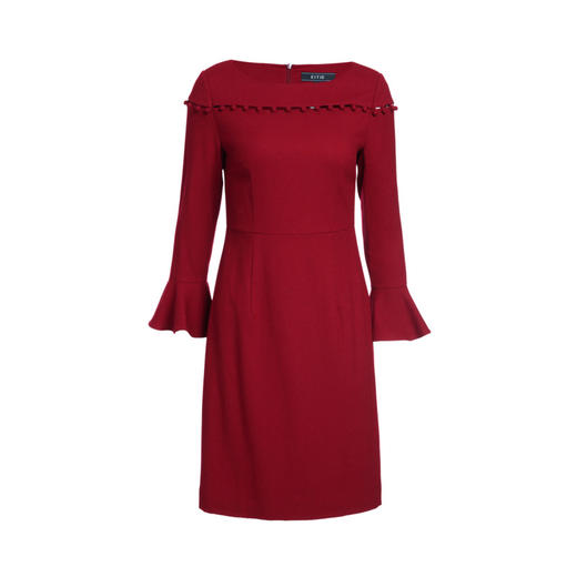 EITIE爱特爱女装秋新品优雅一字肩时尚喇叭袖收腰显瘦连衣裙5807569 商品图14