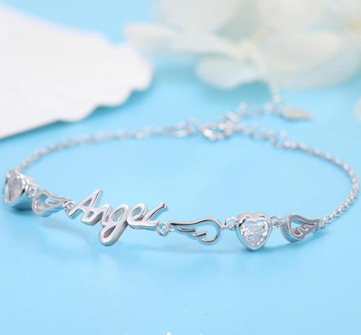 【首饰】天使翅膀手链女款心形手环