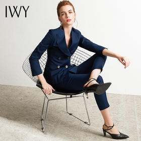 IWY/蓝色长袖西装长裤套装CP9355