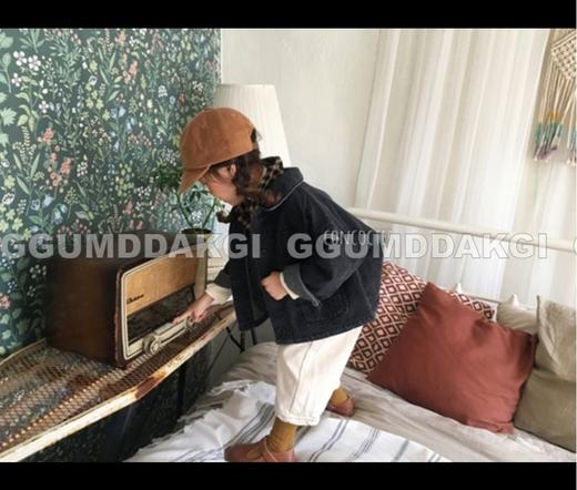 韩国东大门潮牌童装  GGUMDDAKGI 新品青瓷牛仔童装上衣外套 黑色  深色牛仔  2XLJPY带授权招加盟代理 商品图1