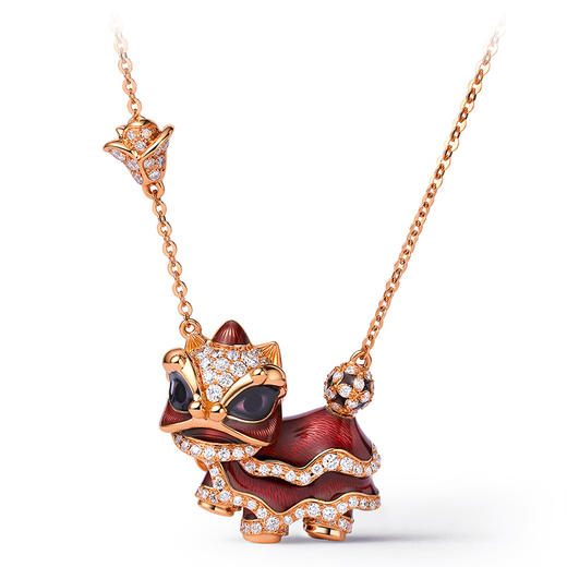 ［醒狮系列］18K玫瑰金群镶钻项链 商品图0